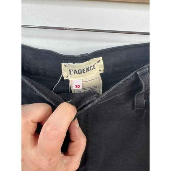 L'Agence Sada High Rise Frayed Hem Cropped Slim Denim Jean Black Size: 30 NWT - Picture 4 of 7